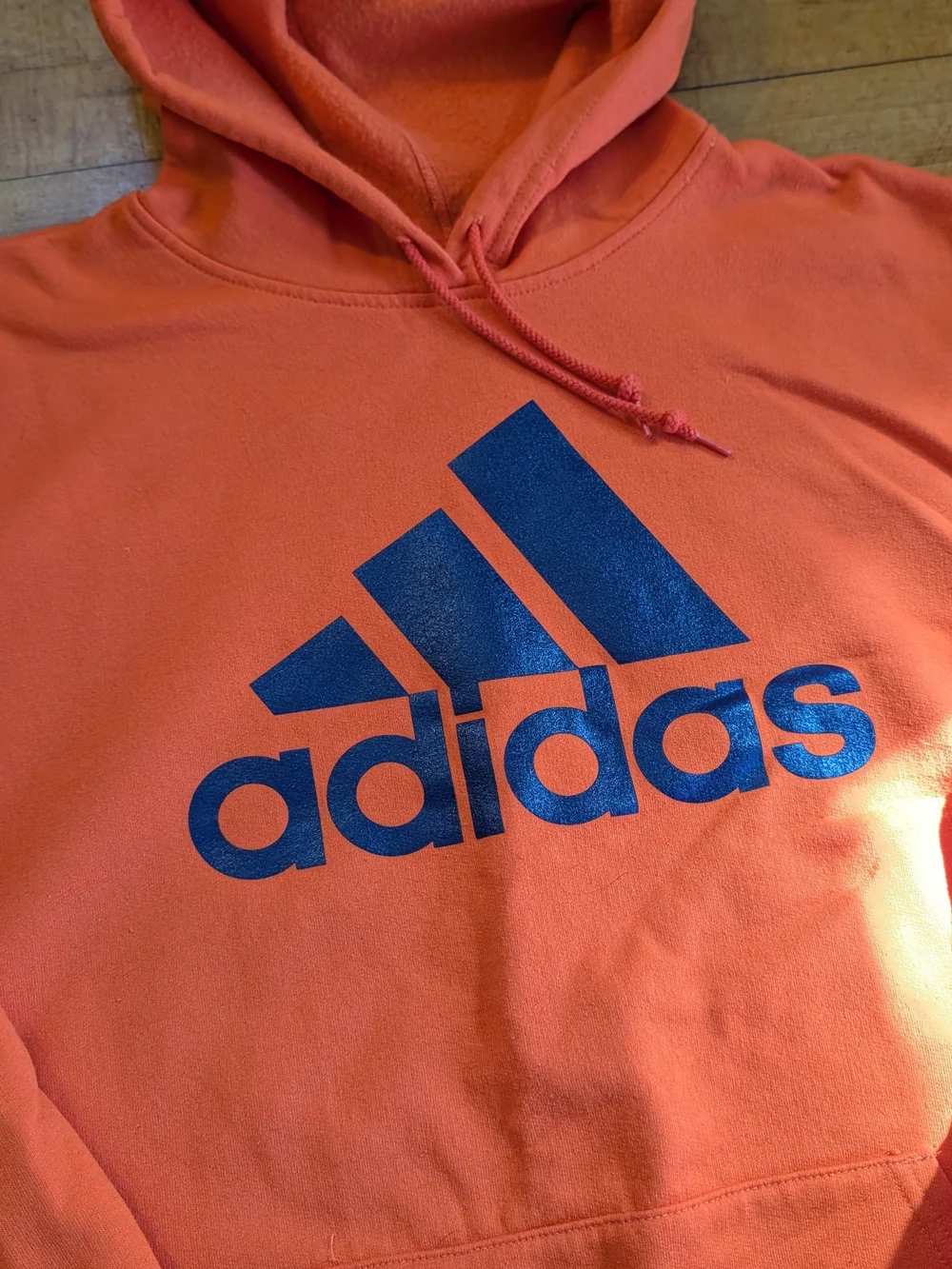 adidas Men's Orange Logo Pullover Hoodie